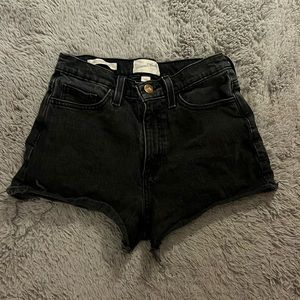 Black denim shorts